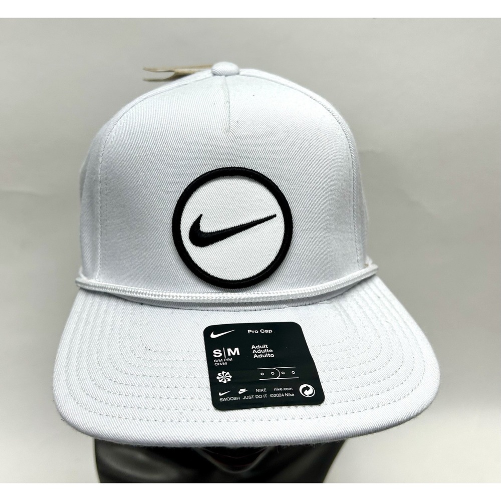 NWT Nike Golf Pro Structured Dri-FIT Snapback Rope Hat White S/M Adjustable (Y2)